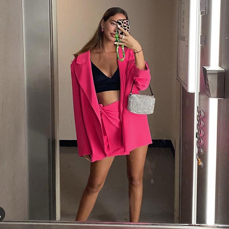 Dame Oversized Blazer med dobbelte knaplukninger og blød berøring Stilla
