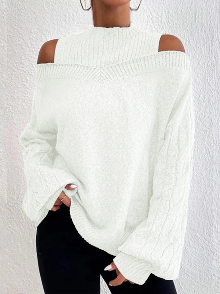 Dame moderigtig sweater med Off-Shoulder design og struktureret strik Stilla