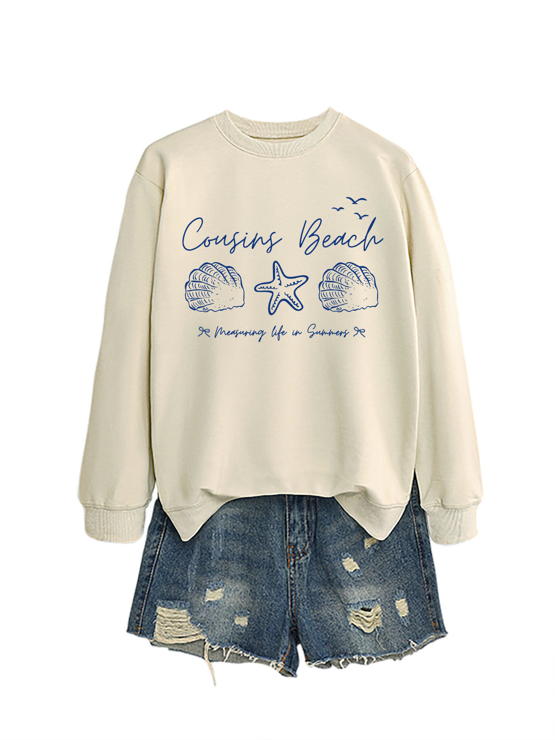 Kvinders sweatshirt med maritimt motiv og komfortabel pasform Stilla
