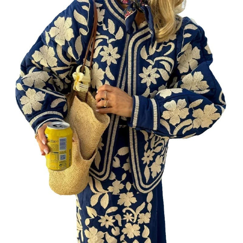 Kvinders mode blousonjakke med blomstermotiv Stilla