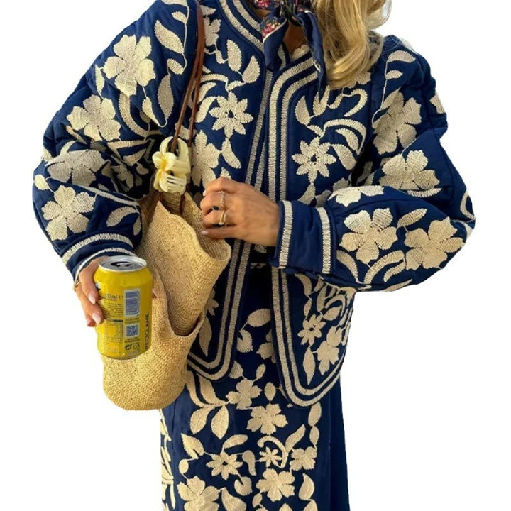 Kvinders mode blousonjakke med blomstermotiv Stilla