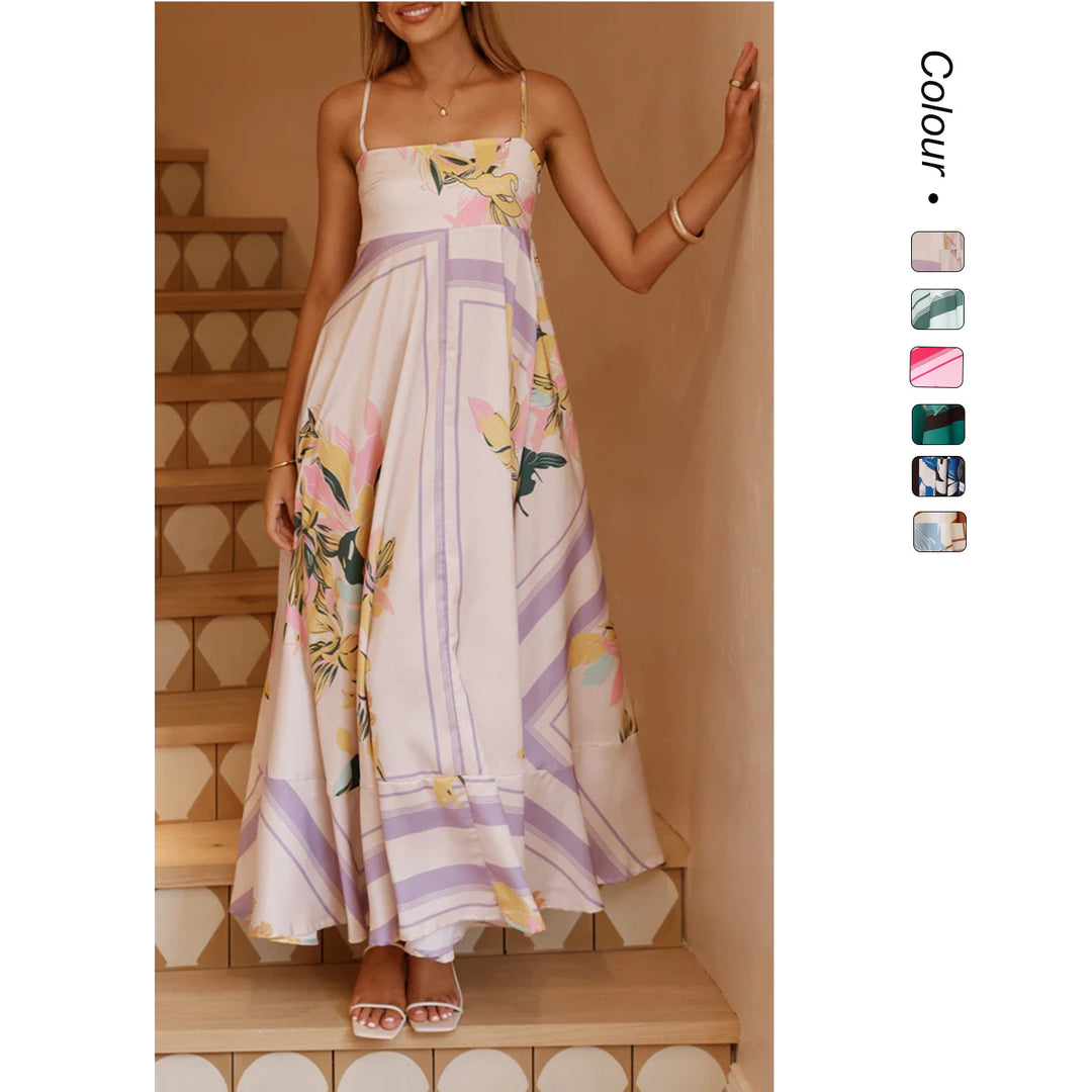 Kvindernes maxi kjole med blomsterdesign og flydende pasform Skovae