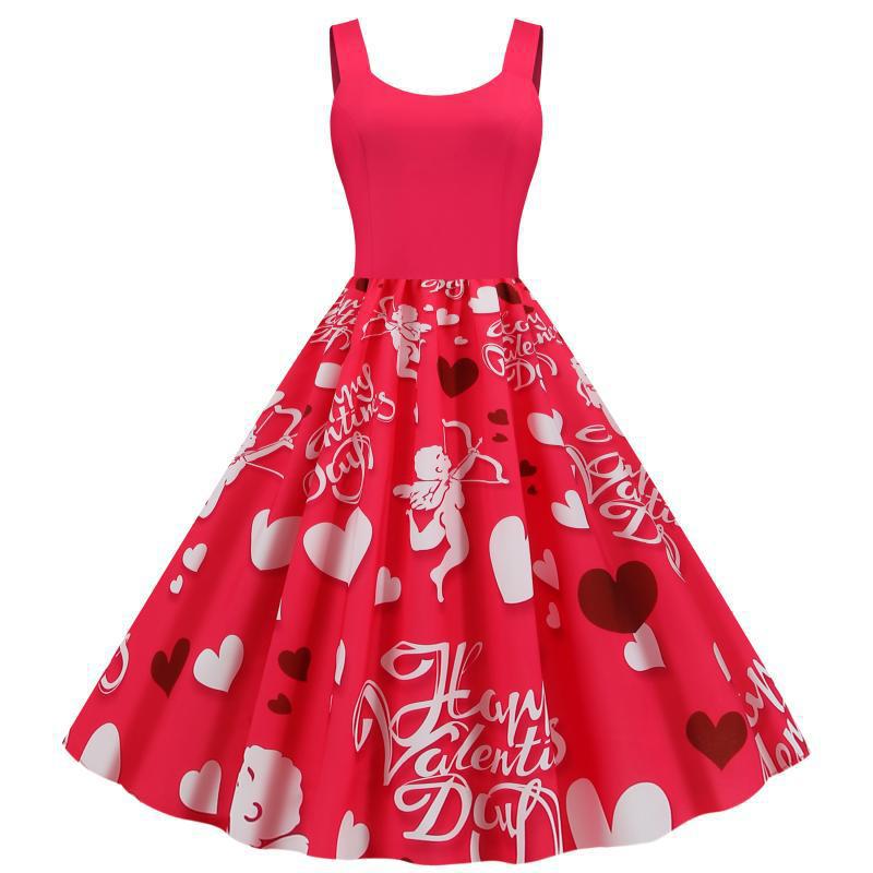 Ladies Swing Dress with Romantic Heart Designs Stilla
