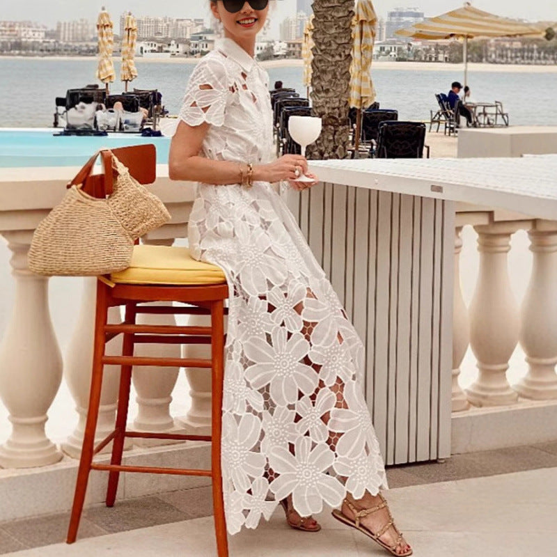 Dame Elegant Spids-Maxi-Kjole Stilla