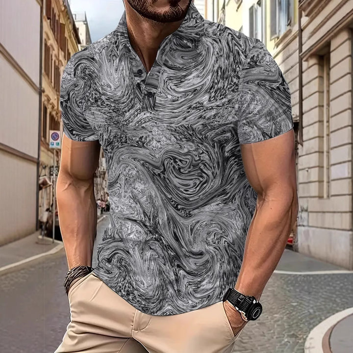 Herrer Poloshirt med moderne marmorering Stilla
