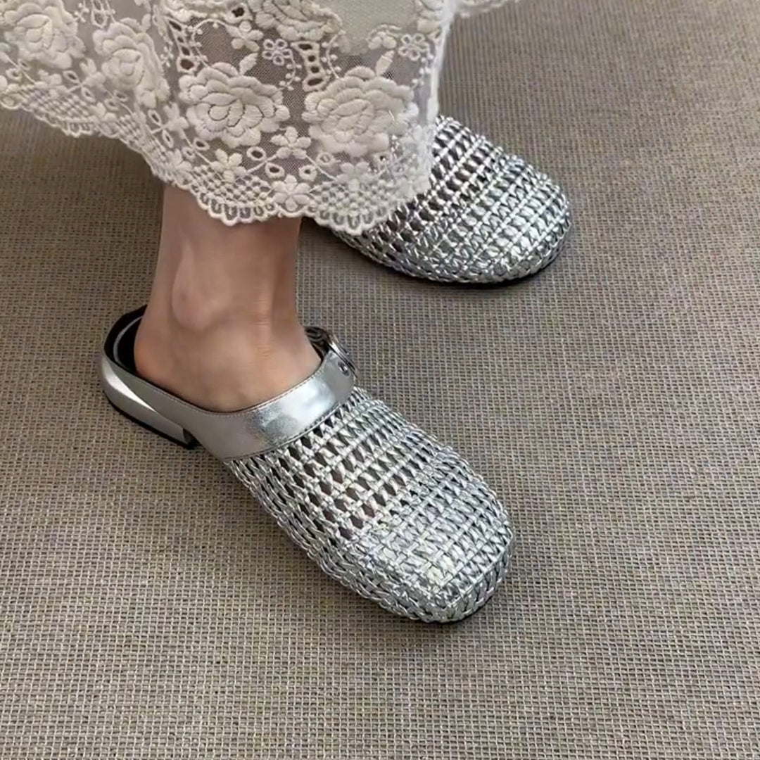 Dame åndbare vævede clogsandaler med justerbar rem Stilla