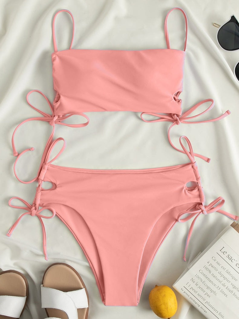 Dame Zippel Bikinisæt med moderigtige snørredetaljer Skovae