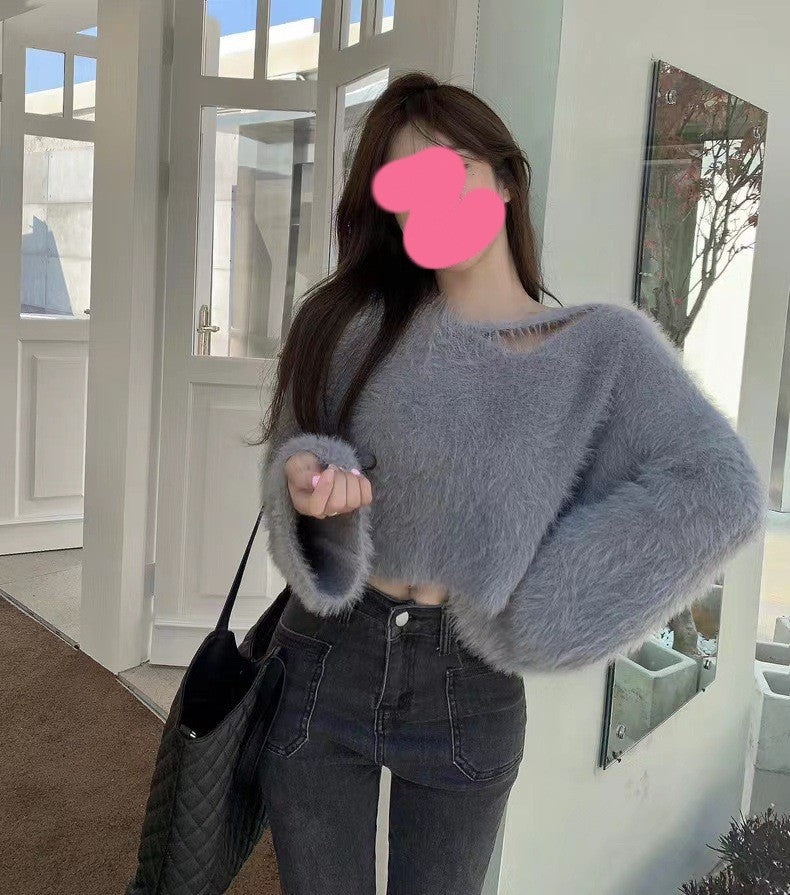Femme Soft Fluffy Knit Pullover Sweater Stilla
