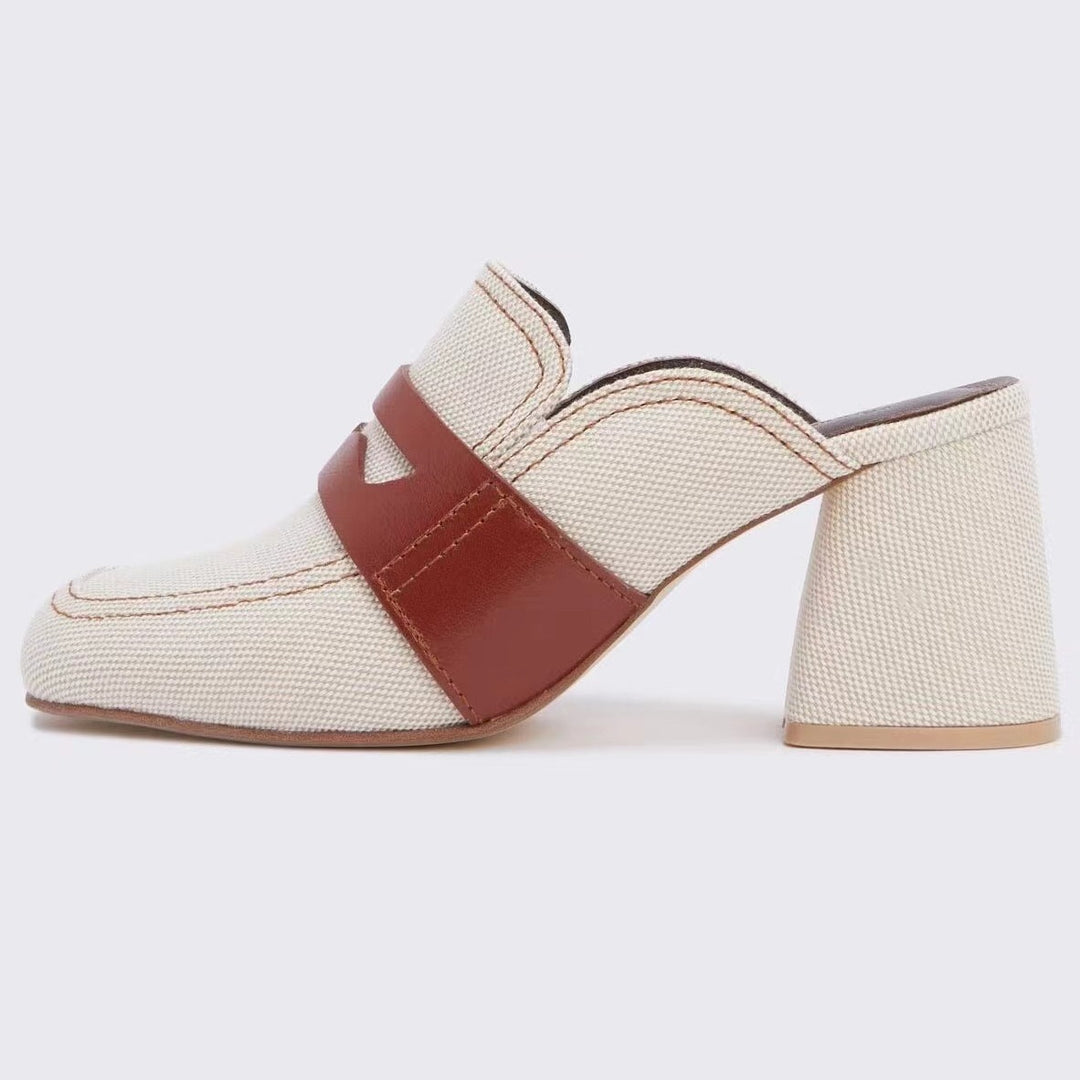 Dame Chunky Heel Slide Mules med dekorativt remdesign Stilla
