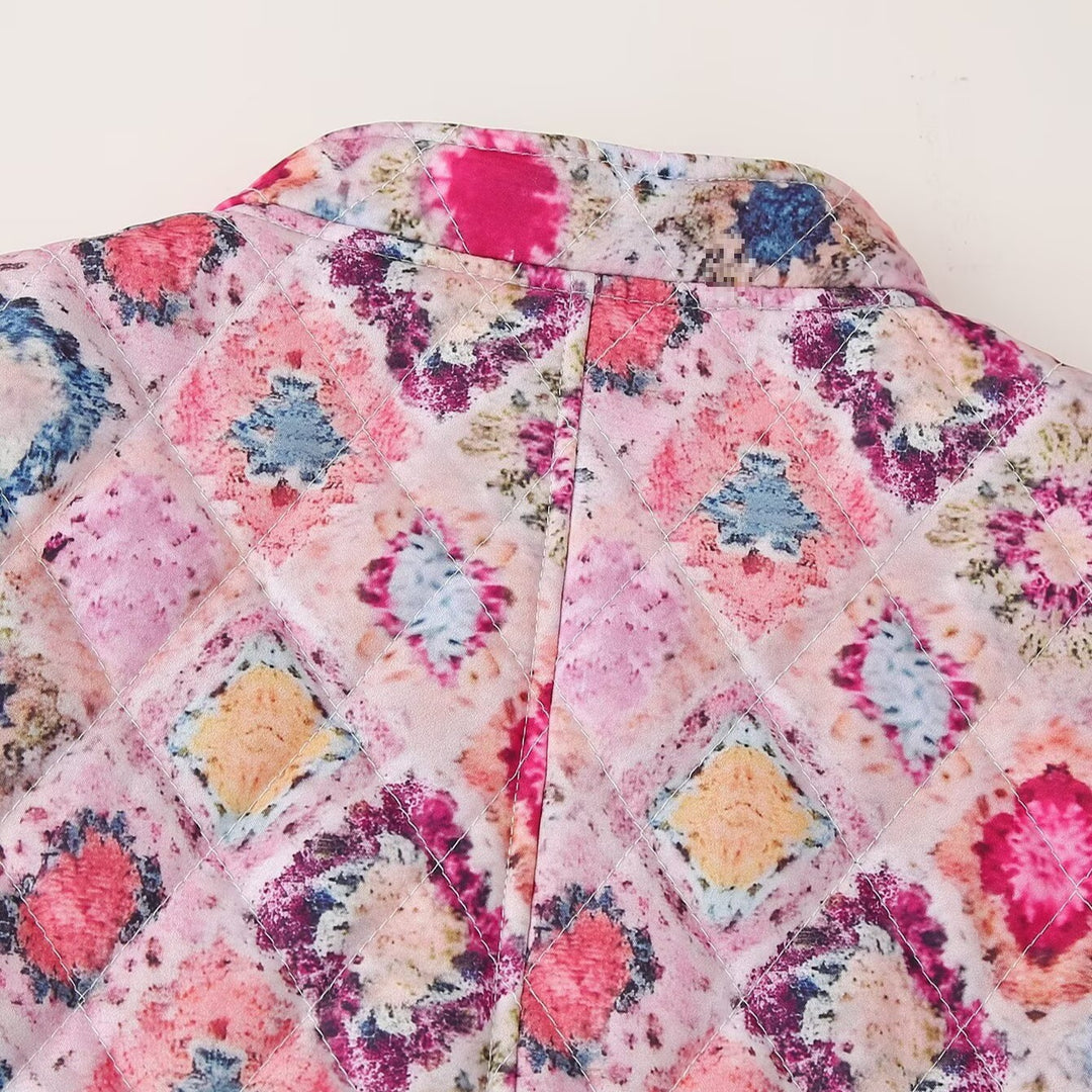 Femme Stepp-Puff-Jakke med blomster mønster Stilla