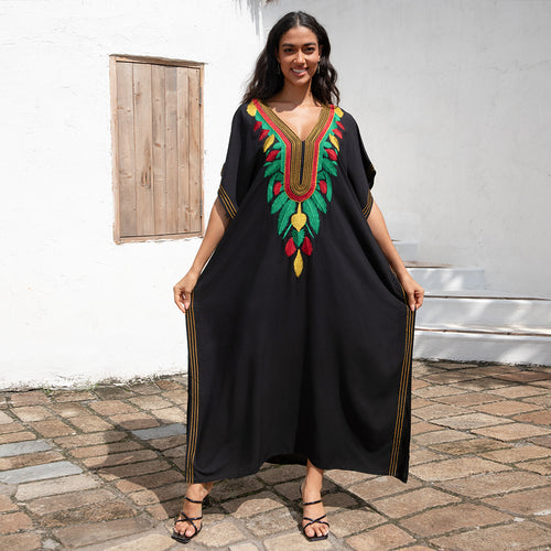 Dame Kaftan med detaljeret håndlavet broderi Stilla