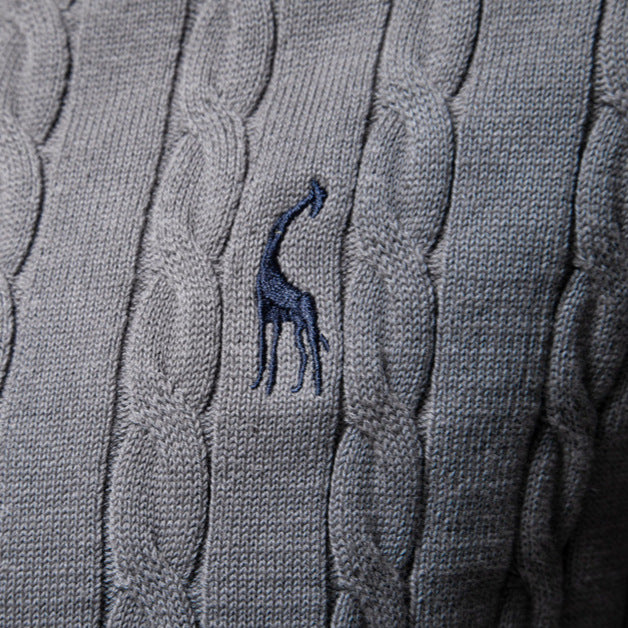 Herrer strikpullover med trendy fletstrik-optik og rund halsudskæring Stilla