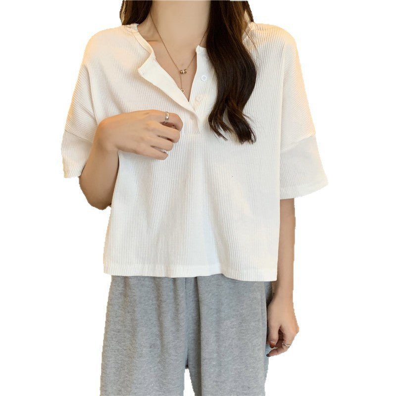 Femme Casual Knap-Op Ribtop Stilla