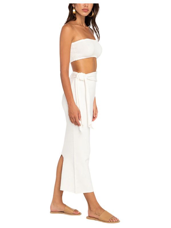 Dame Crop Top og Midi-Nederdel Sæt med Bindebælte og Urban Stil Stilla