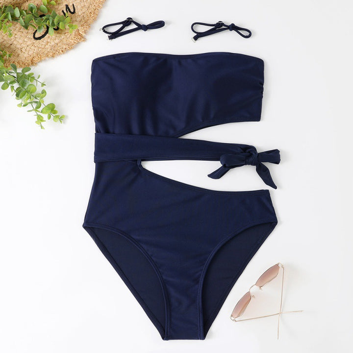 Damer Bandeau Bikini med asymmetrisk snit og moderigtigt dyreprint Skovae