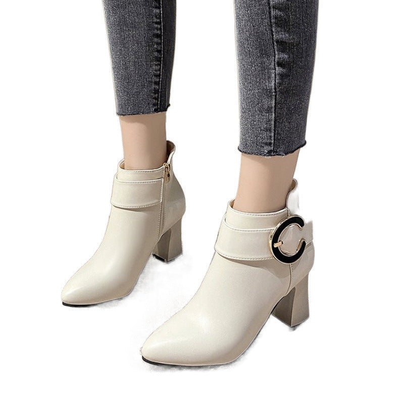 Dame elegante Ankle Boots med moderne spænde-applikation Stilla