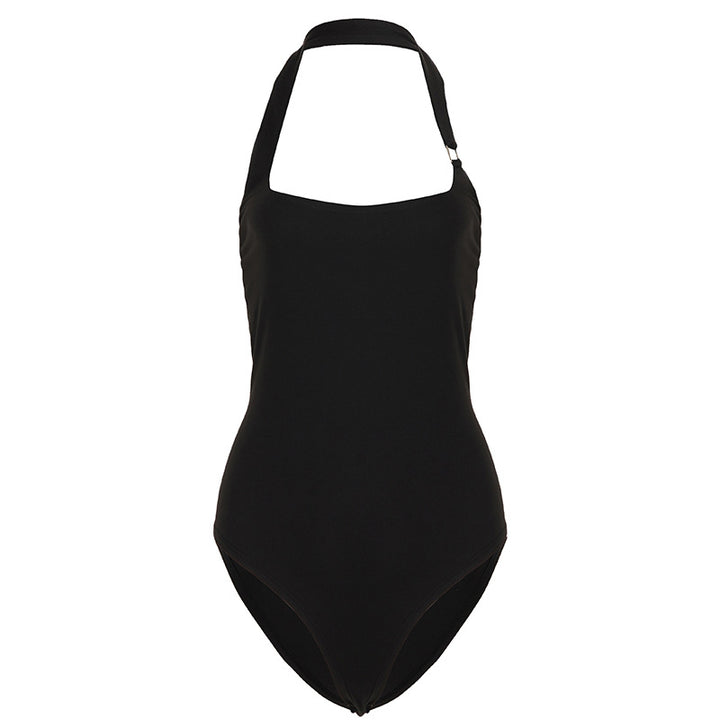 Damen eleganter Badeanzug mit verstellbaren Trägern und tiefem V-Ausschnitt Skovae