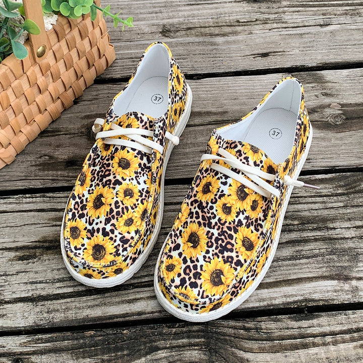 Dame Slip-On Sneakers med blomstret leopardprint og elastisk indtræk Stilla
