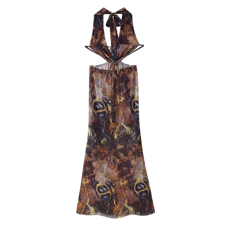 Femme Bohemian Maxi Kjole med Åben Ryg Design Stilla