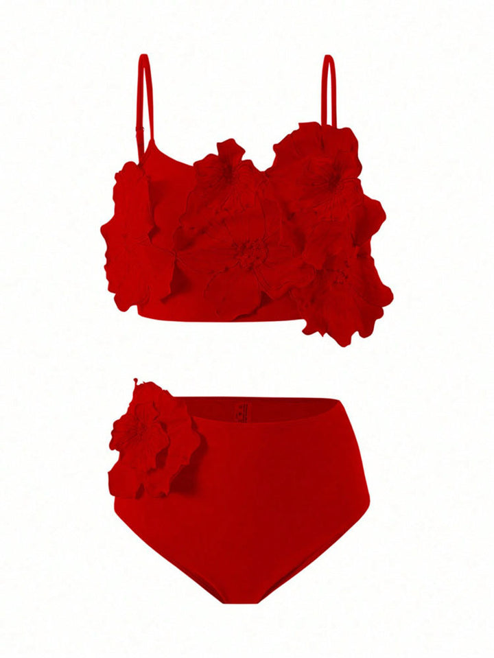 Dame Floral Bikini med voluminøst blomsterdesign Skovae