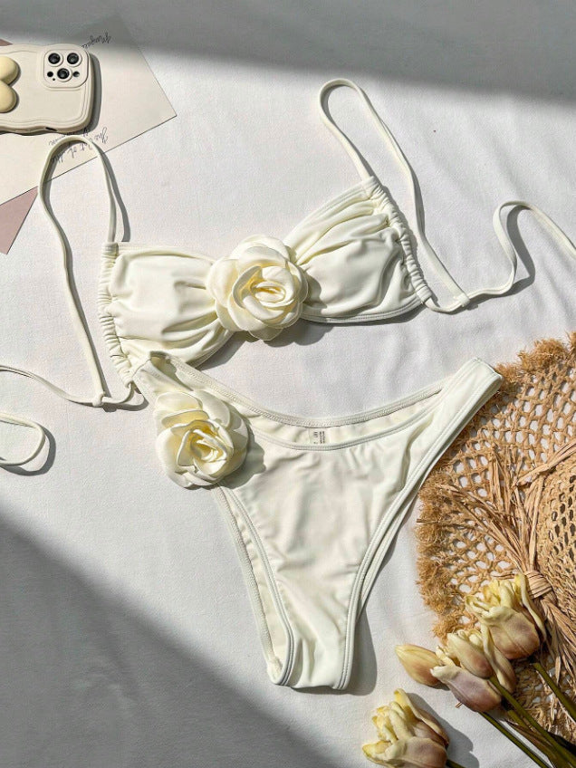 Dame Bandeau-Bikini med blomsterdetaljer Skovae