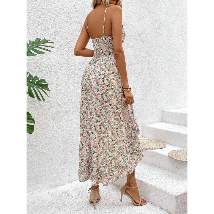 Dame Floral Maxikjole med asymmetrisk søm og fine stropdetaljer Stilla