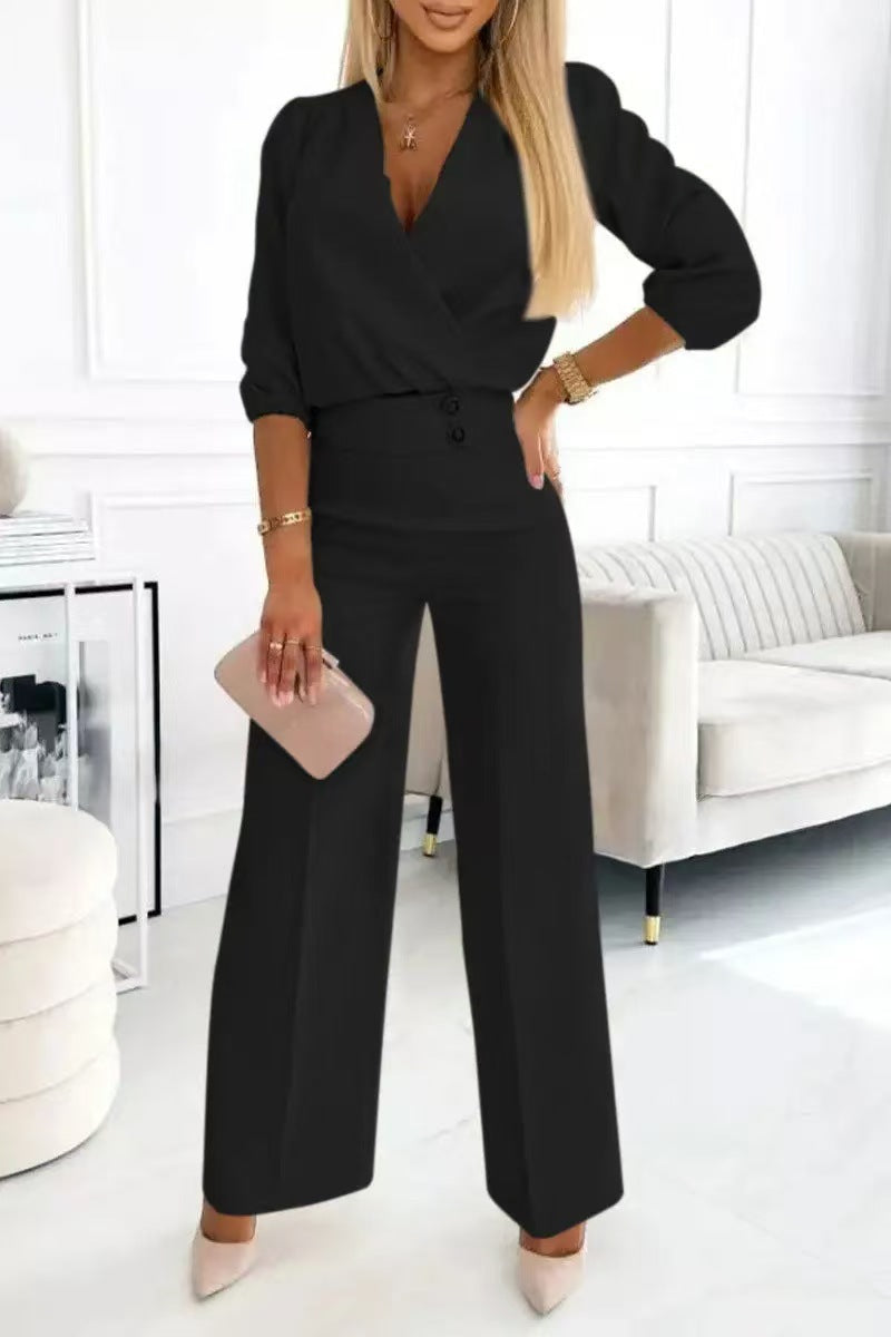 Kvinderne elegante jumpsuit med indviklet top og højtaljede ben Stilla