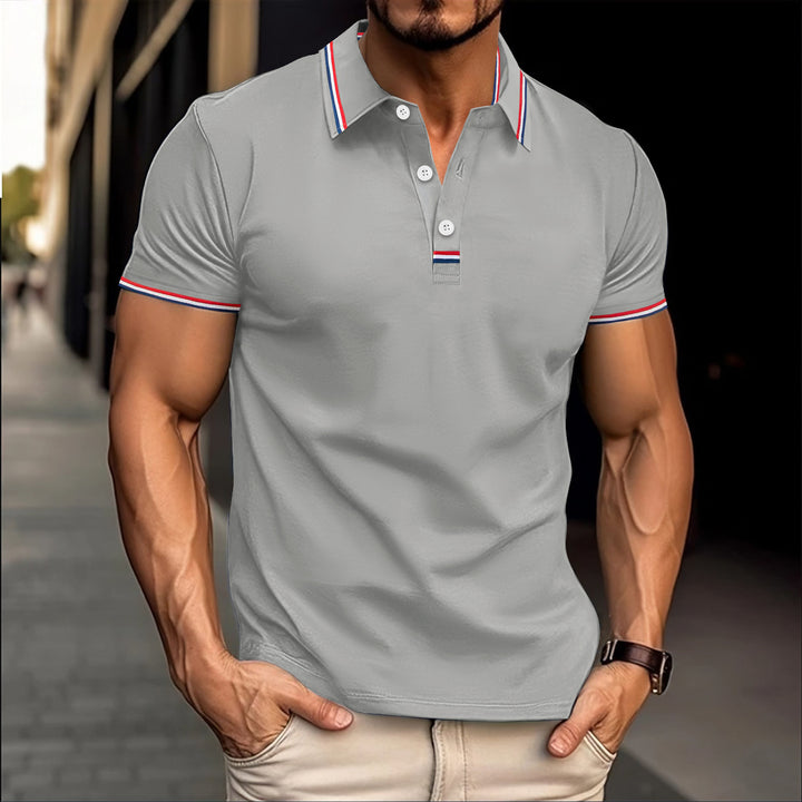 Herrer modeshorts polo skjorte med strukturerede accenter og kontrasterende detaljer Stilla