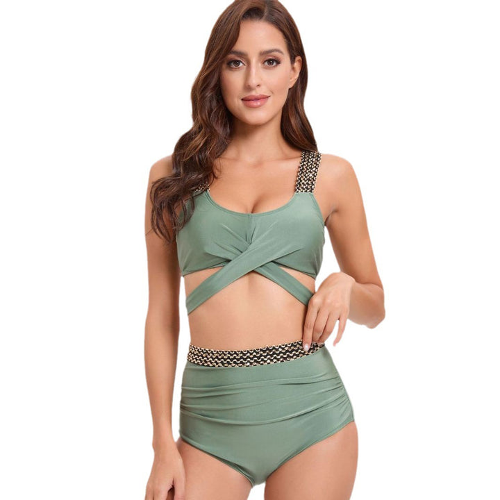 Dame High-Waist-Bikini-Sæt med moderne indpakningsdesign og elegante stropdetaljer Stilla