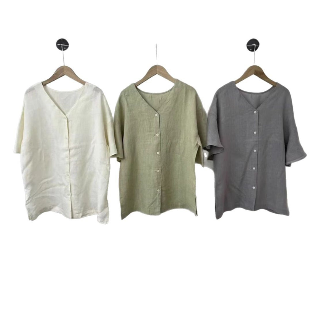 Femme Relaxed Fit Button-Up Linned skjorte Stilla