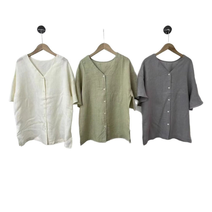 Femme Relaxed Fit Button-Up Linned skjorte Stilla