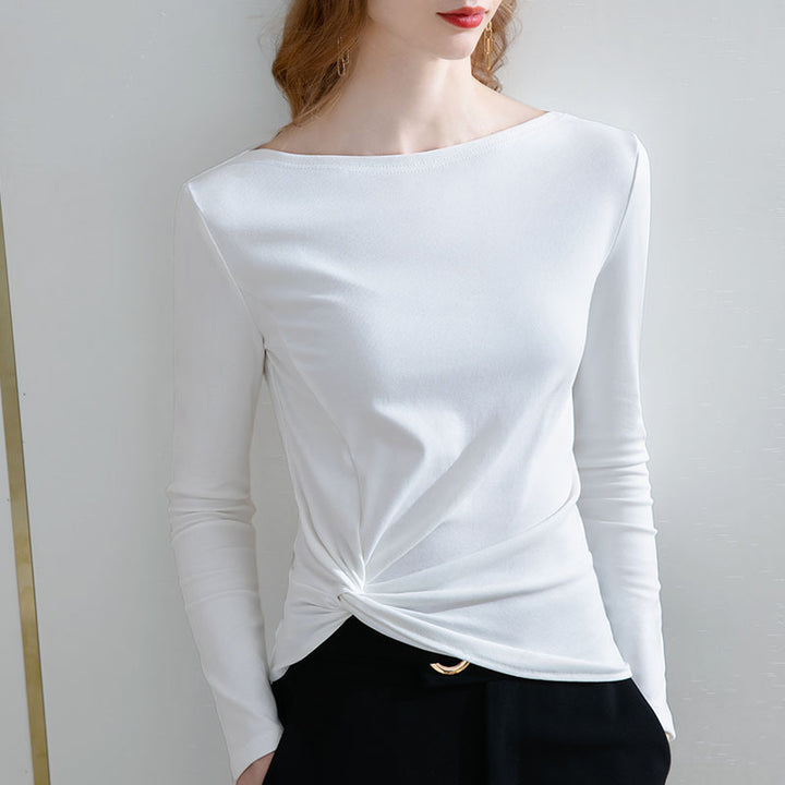 Dame Elegante Langærmet T-shirt med sidelægnings effekt Stilla