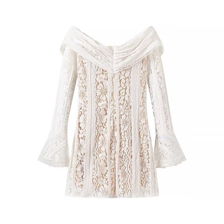Dame spidsesbluse med aftagelig off-shoulder krave og romantiske klokkeærmer Stilla