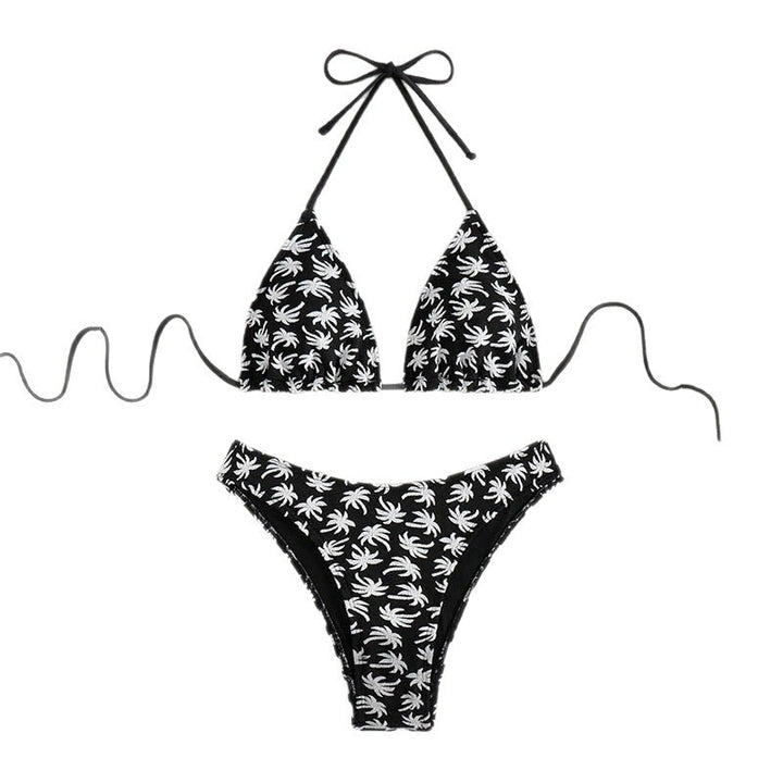 Dame trekant-bikini med blomsterdesign og justerbare stropper Stilla