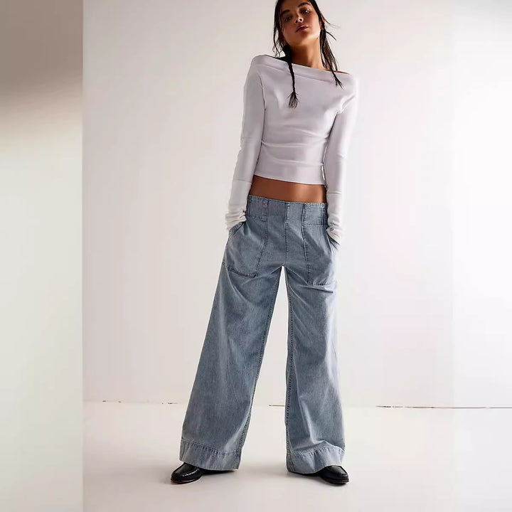 Damer Løse Højtaljede Jeans med sidelommer og afslappet pasform Stilla