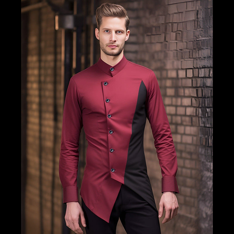 Herrer Modern Asymmetrisk Button-Up Skjorte Stilla