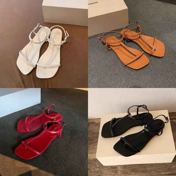 Dame Minimalistiske Flade T-Rem Sandaler Stilla