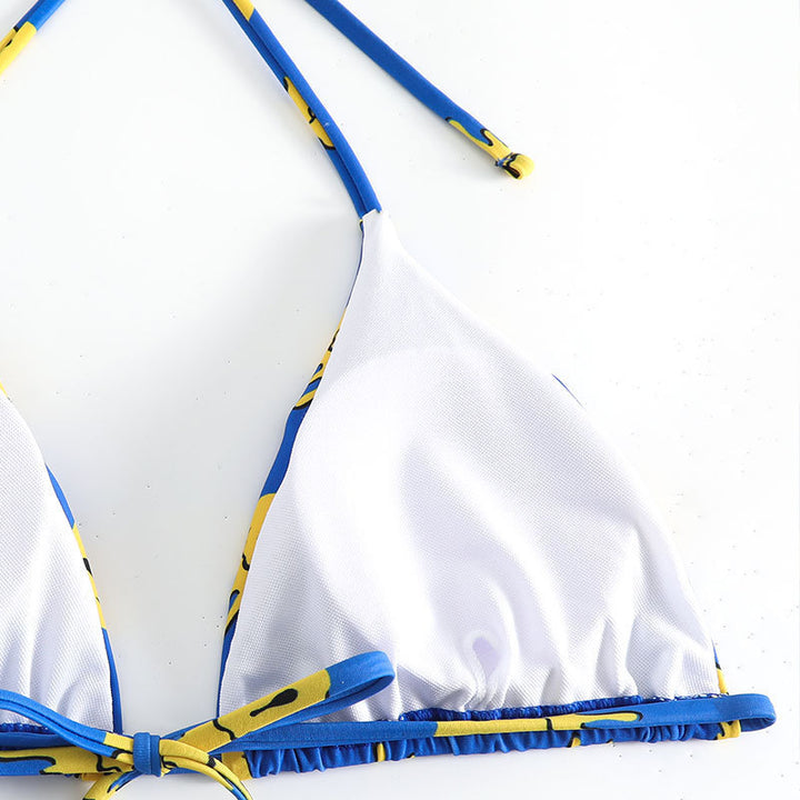Dame Triangel-Bikini med afslappet Smiley-design og justerbare stropper Skovae