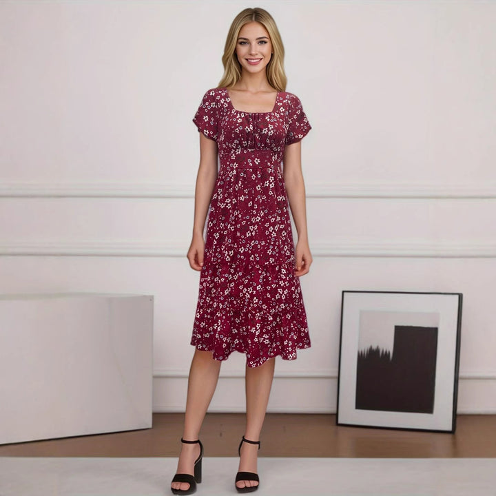 Dame Blomster Plisse Maxi Kjole Stilla