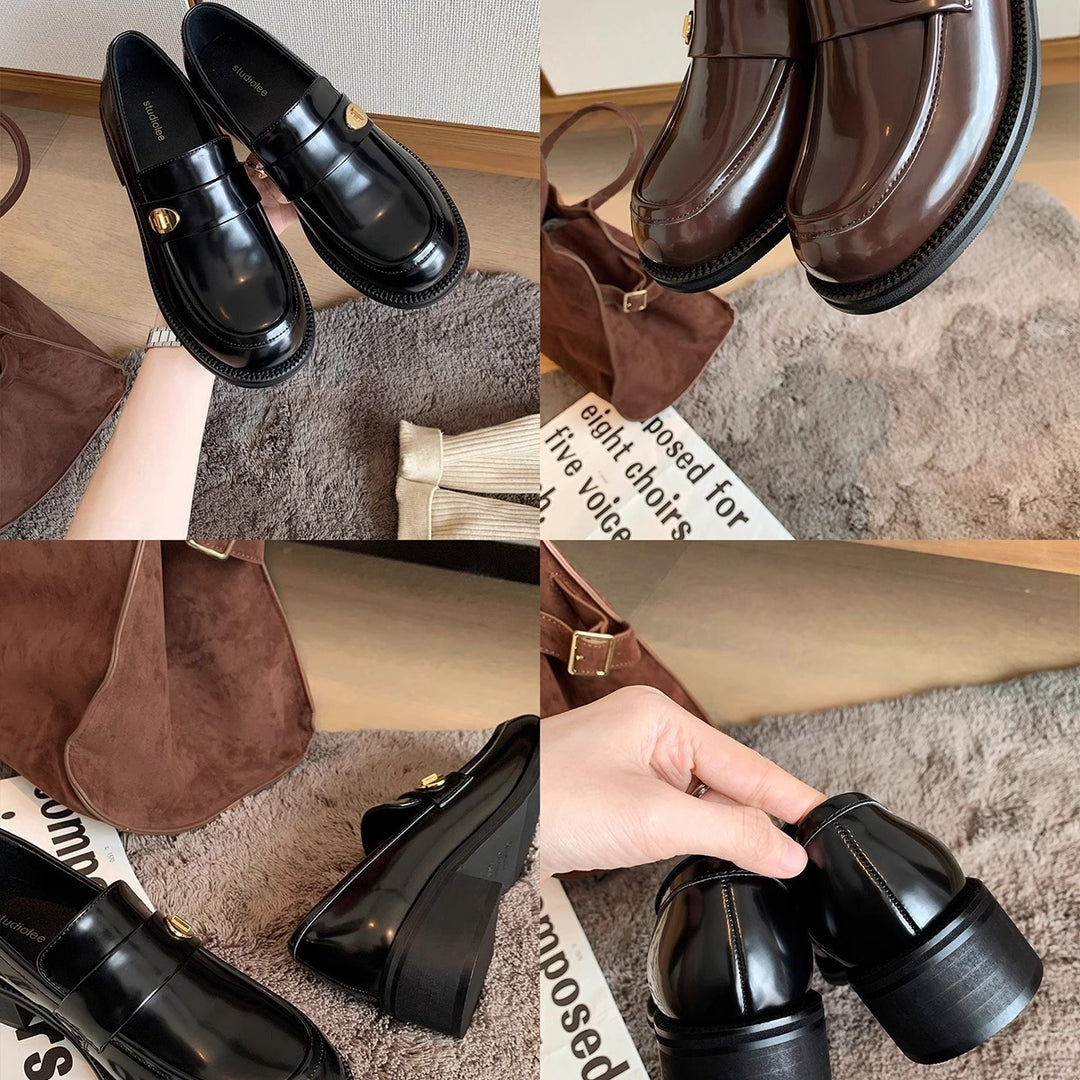 Dame klassiske Slip-On Loafers med gyldne accenter Stilla