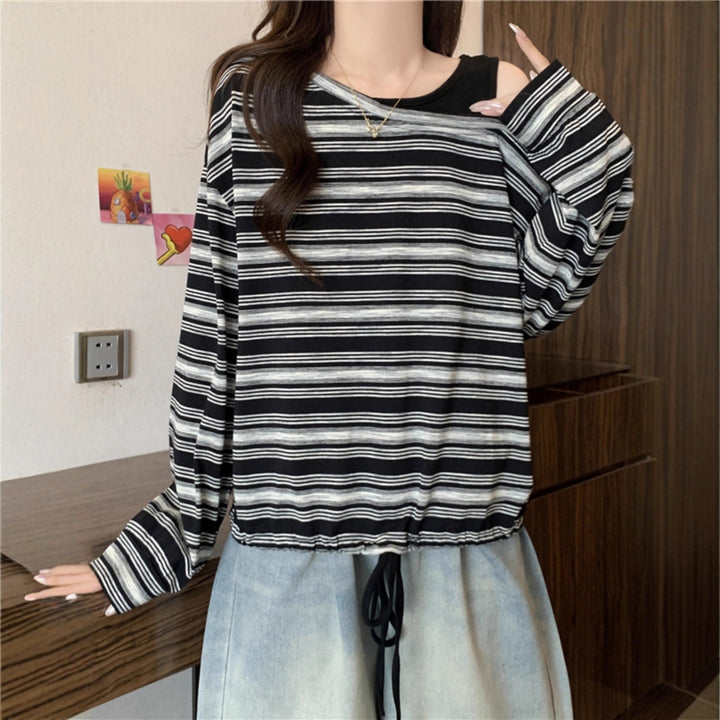 Kvinders afslappede skjorte med lange ærmer og off-shoulder design Stilla