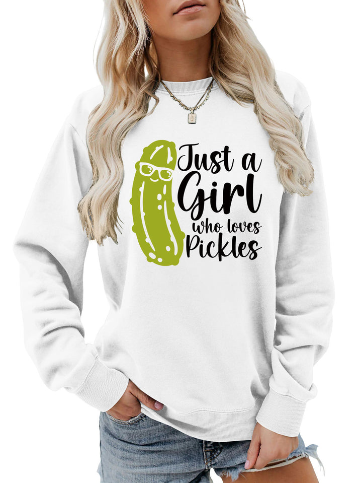 Kvinders sweatshirt med humoristisk agurkmotiv og afslappet pasform Stilla