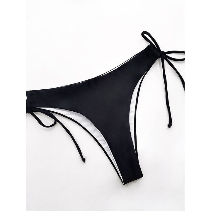 Dame triangel-bikini med raffinerede bindebånd og dyb udskæring Stilla