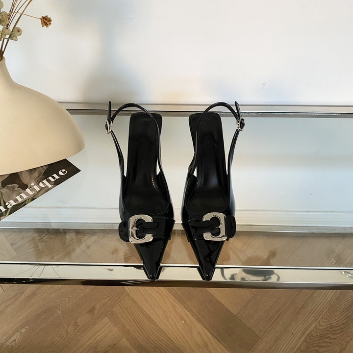 Femme Spidsede Slingback Hæle med Spænde-Detalje Stilla
