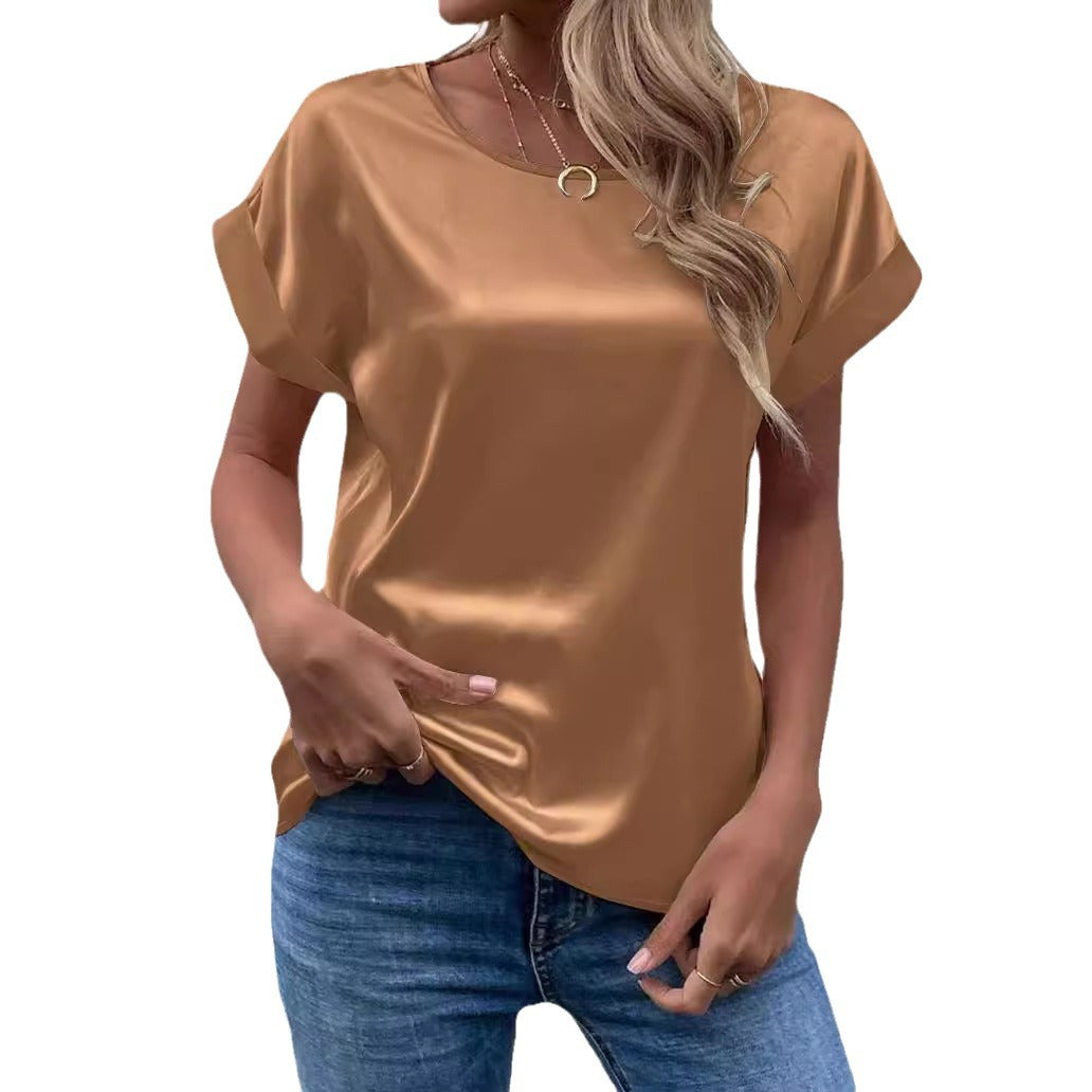 Dame elegant satin-overdel med afslappet snit Stilla