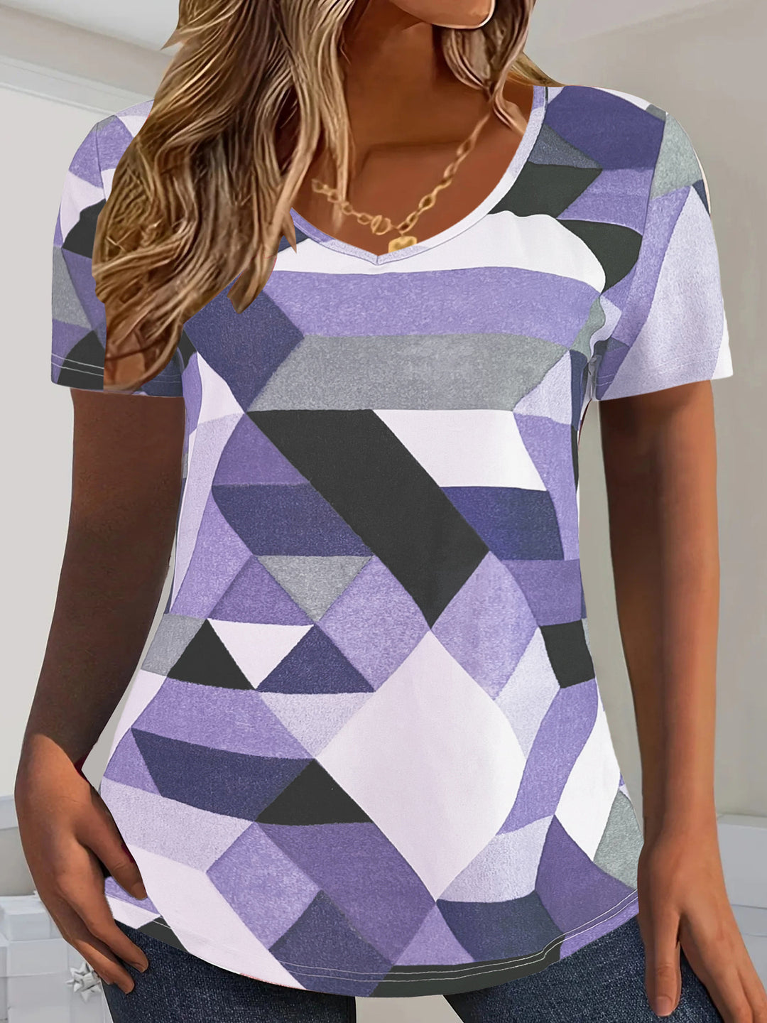 Dame V-hals T-shirt Stilla