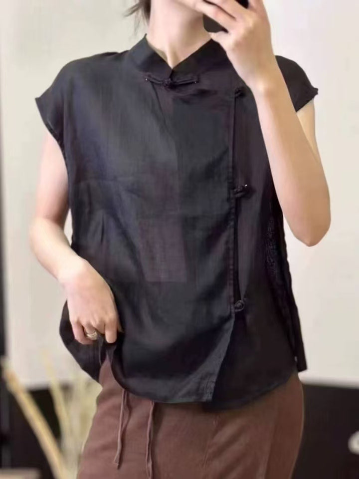Dame Elegant Kortærmet Chiffonbluse Stilla