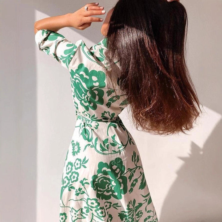 Dame skjortekjole med blomsterprint Stilla