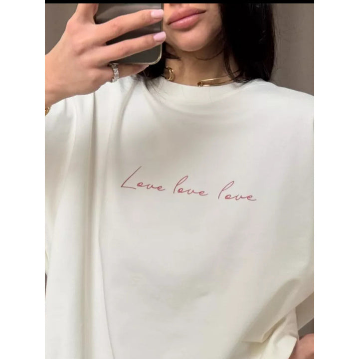 Dame T-shirt med afslappet tekst og blødt stof Stilla