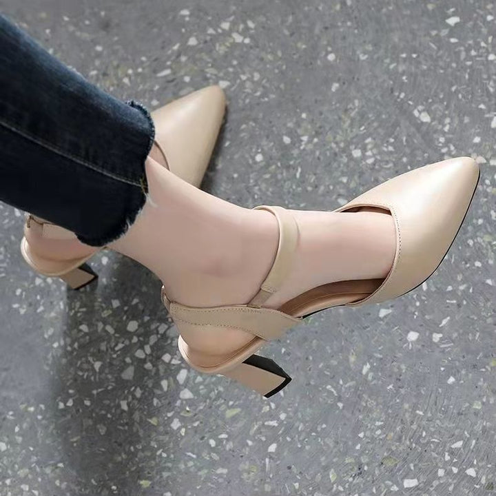 Dame High-Heel Slingback-pumps med elegant blokhæl og komfortabelt remdesign Stilla